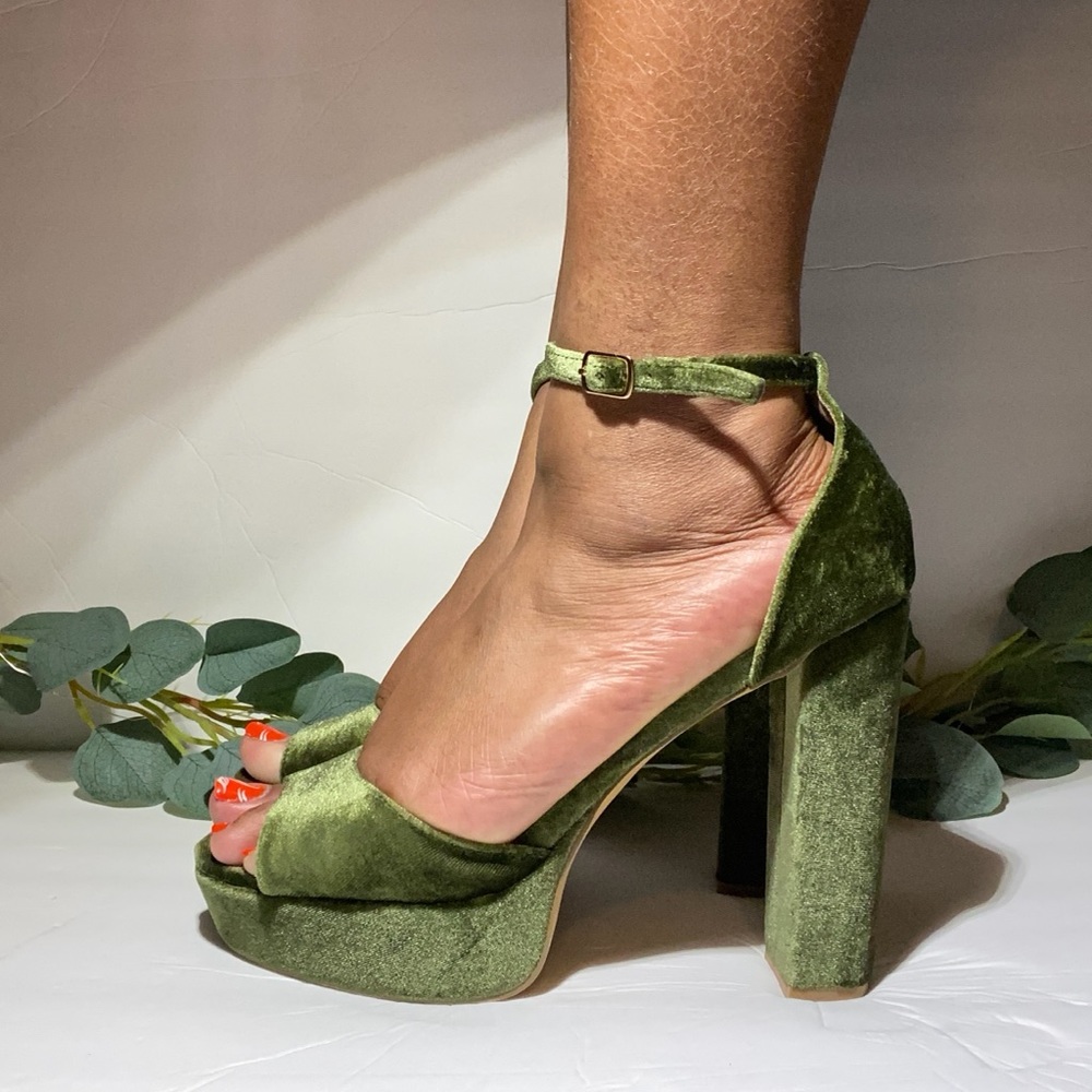 Olive Green Suede Heels